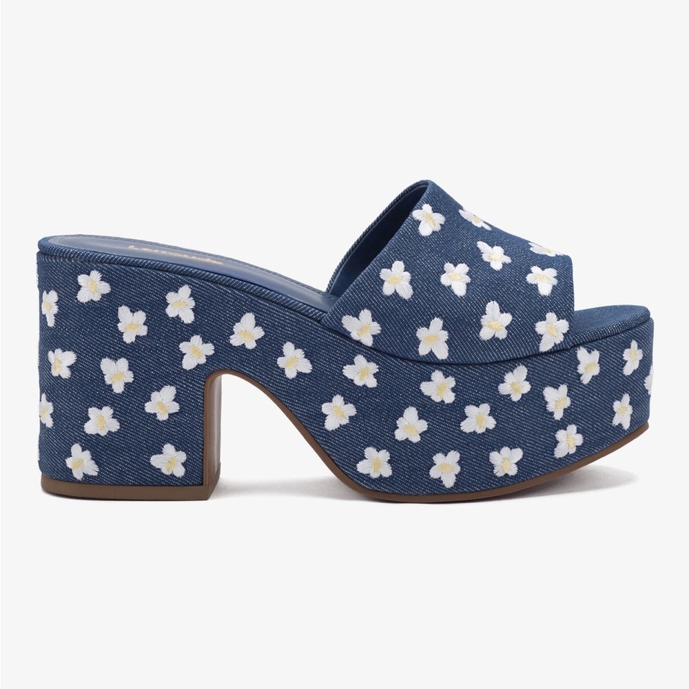LARROUDÉ Miso Platform Sandals - Blue Denim